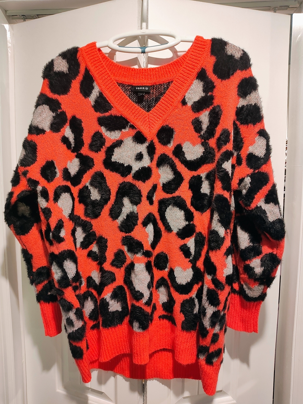 torrid Orange Leopard Print V-Neck Sweater